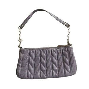 Express Purse Purple Quilted Zip Hand Bag Small Clutch Violet
